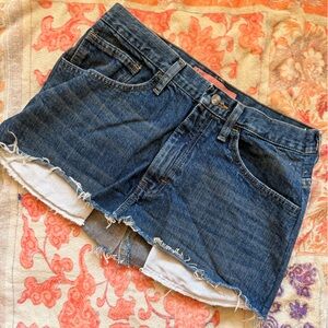 Repurposed Lee Distressed Wash Denim Mini Skirt